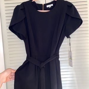 Navy Calvin Klein Short-Sleeve Cropped Jumpsuit